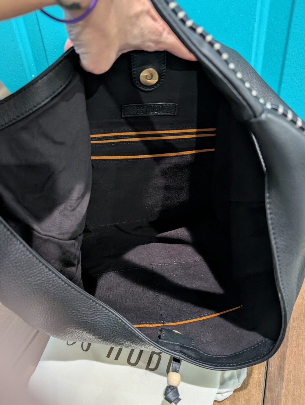 NWT HOBO La Jolla Black Pebbled Leather Shoulder Hobo Bag - Picture 7 of 11